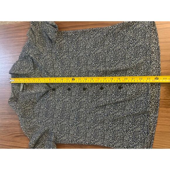 Notations Petite Medium Blouse Black White Short Sleeve Button Front Top - Picture 7 of 8
